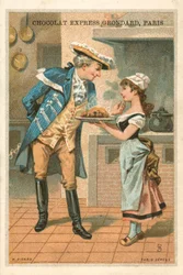 Mann und Küchenmädchen
